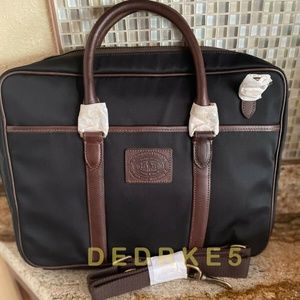 NEW RALPH LAUREN black commuter briefcase messenger Canvas /leather